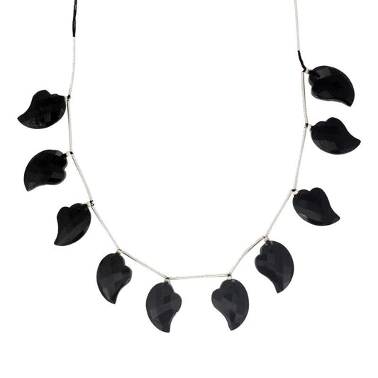 AAA+ Natural Black Tourmaline Fancy Faceted Beads 18x13mm - BeadsBoatInc