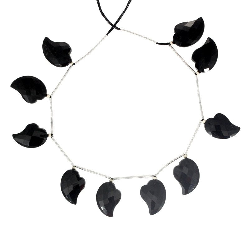AAA+ Natural Black Tourmaline Fancy Faceted Beads 18x13mm - BeadsBoatInc