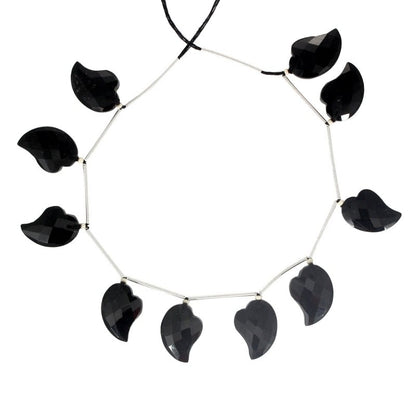 AAA+ Natural Black Tourmaline Fancy Faceted Beads 18x13mm - BeadsBoatInc