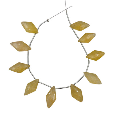 AAA Quality Natural Yellow Aventurine Gemstone, Faceted Rhombus Shape Briolette, Fancy Carved Kite Shape Briolette, Size 20X11mm, SKU-BBI818