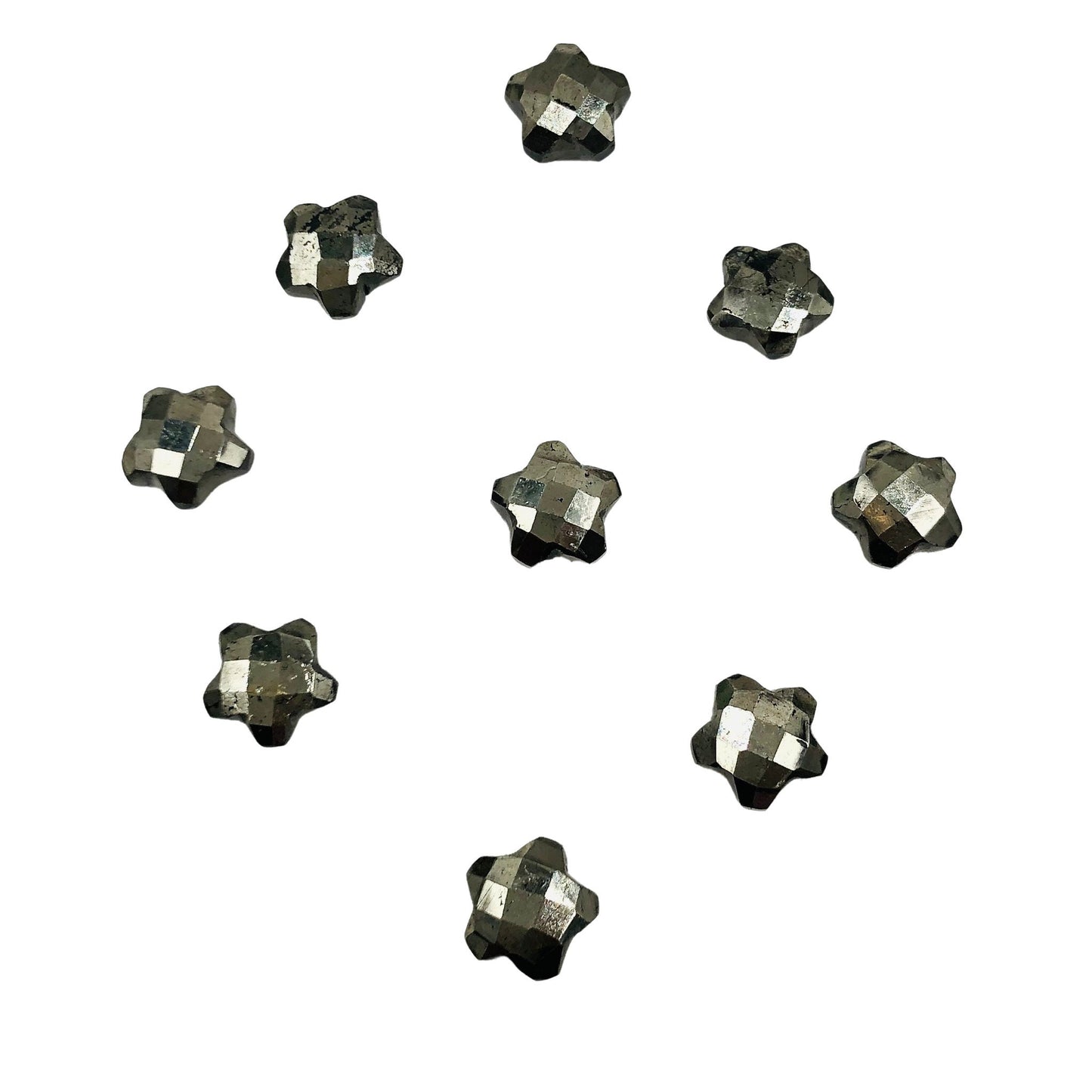 2 Pieces Natural Pyrite Faceted Star Shape Gemstone, Hand Carved Star Shape Briolette, Size 10mm, Making Pendant & Earring, SKU-BBI129