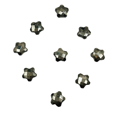 2 Pieces Natural Pyrite Faceted Star Shape Gemstone, Hand Carved Star Shape Briolette, Size 10mm, Making Pendant & Earring, SKU-BBI129