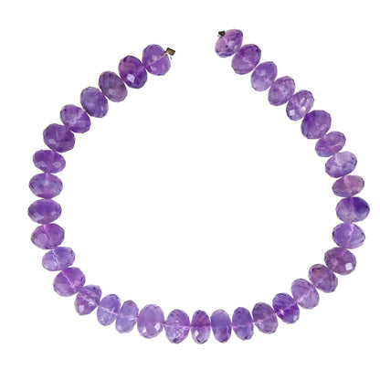 Faceted Amethyst Rondelle Beads - Natural Gemstone 8" Strand