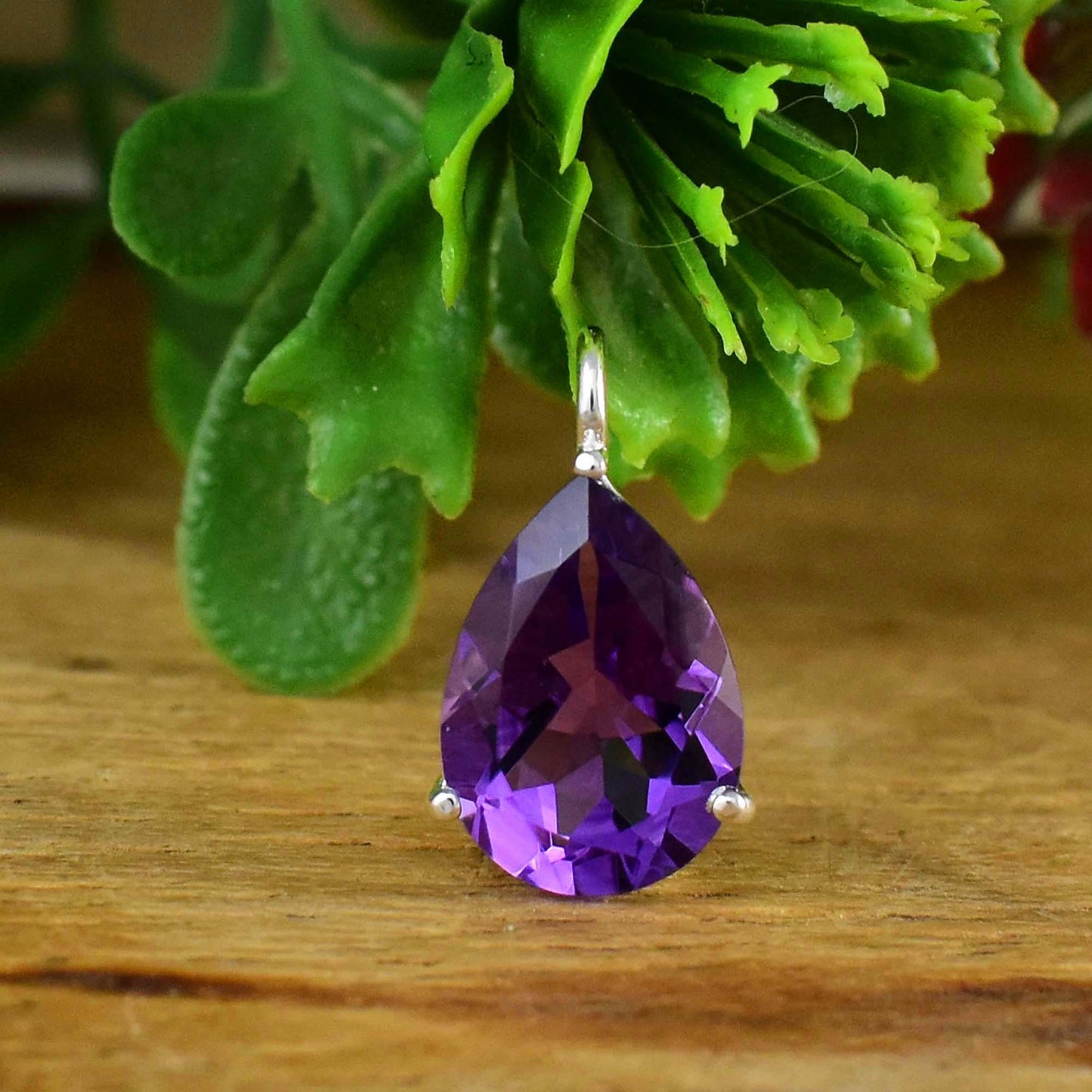 Natural Purple Amethyst Pendant 925 Silver Dainty Minimalist Necklace Gift for Women