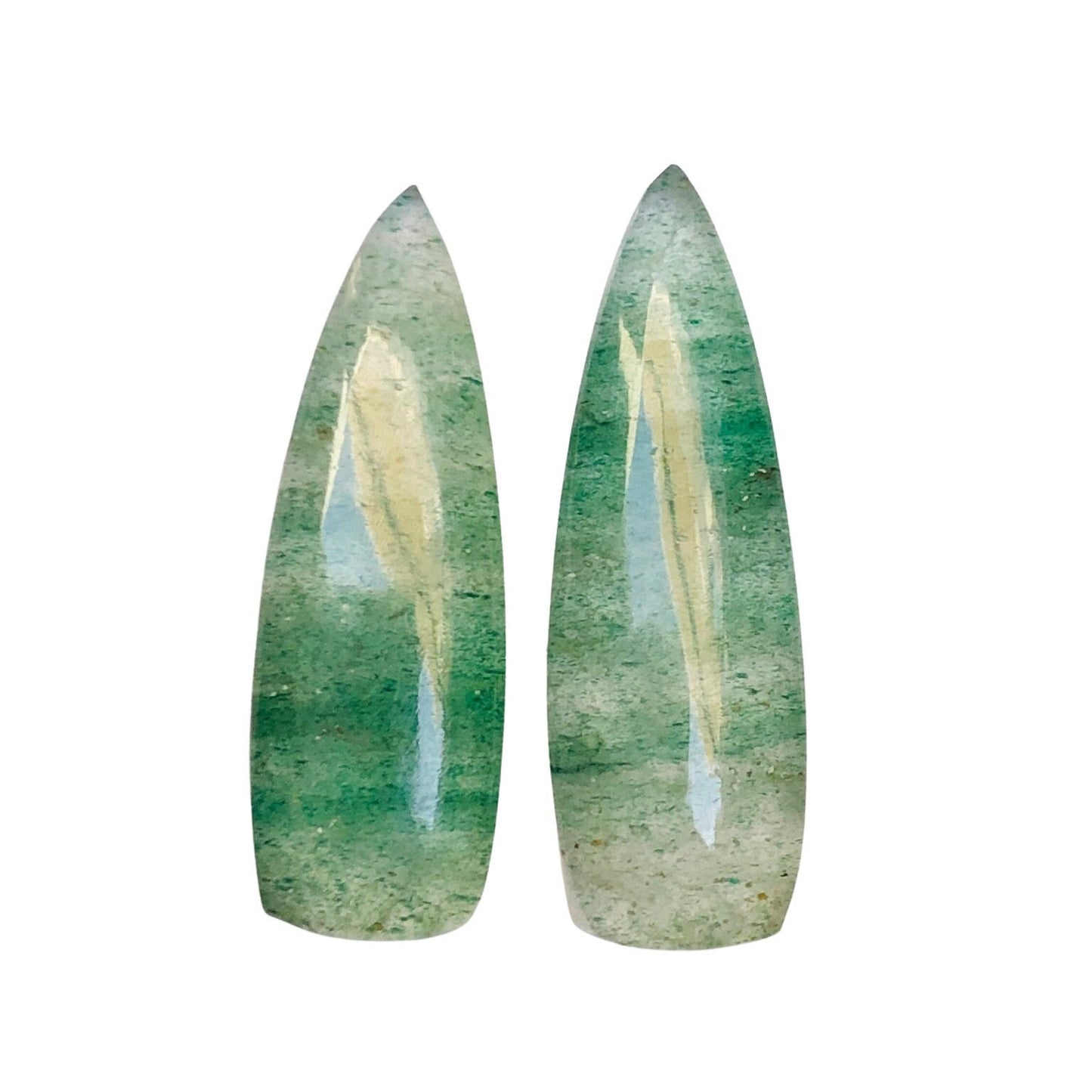 Natural Green Strawberry Long Trillion Shape Gemstone, Matching pair Briolette, Earring making gemstone, Size 10mm X 31mm