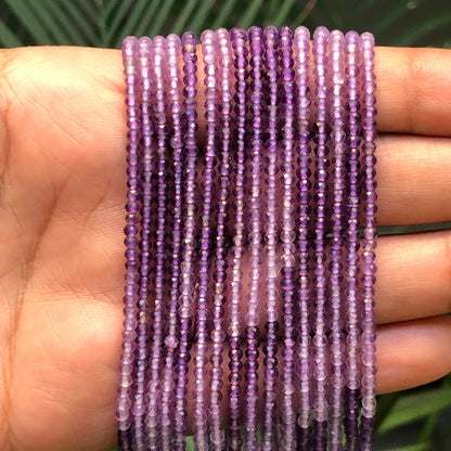 Natural Pink Amethyst Faceted Round Gemstone Beads 15" Strand