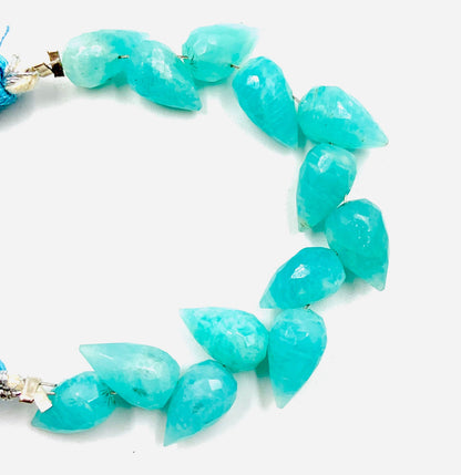 4 Inches Natural Amazonite Buds Briolette Beads Amazonite Gemstone Faceted Flower Buds Size 5X9 MM To 6X10 MM Amazonite Drops jewelry Making