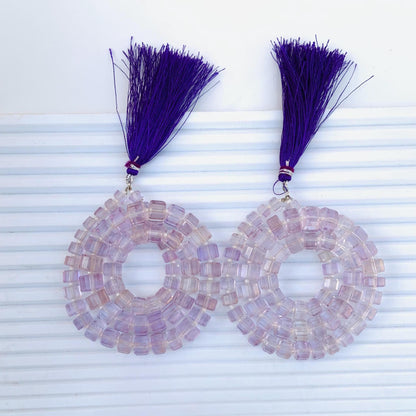 Natural Light Pink Amethyst Faceted Tyre Gemstone Beads 15" Strand