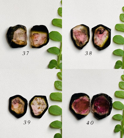 Natural Watermelon Tourmaline Pair Slices Gemstone Tourmaline Pair Gemstone, Bio color tourmaline Earring making slices Semi Precious Slices