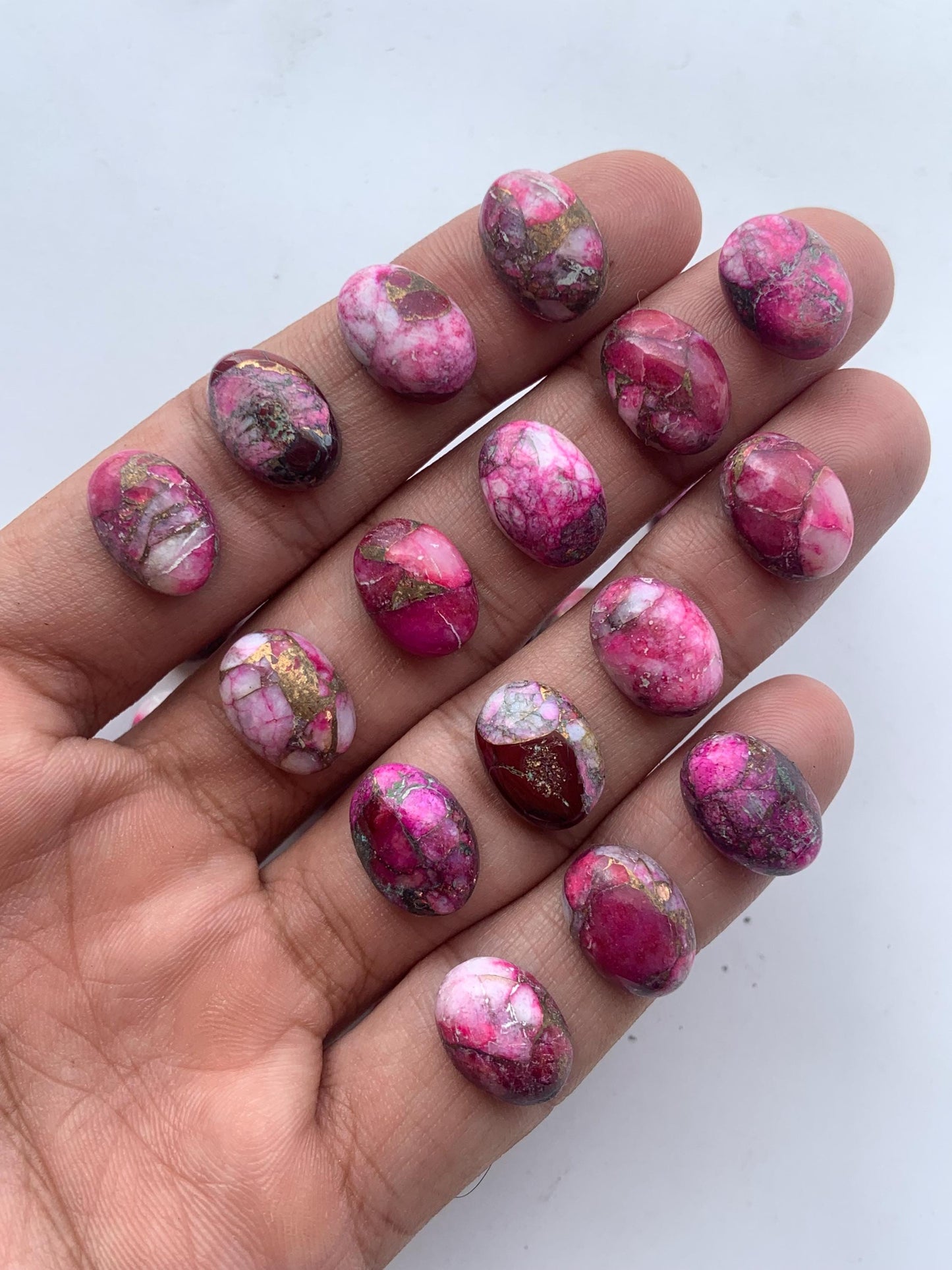 Natural Pink Copper turquoise Smooth Cabochon Gemstone Oval Shape Cabochon for jewelry making Semi Precious Cabochon for Rings Size 10x14mm