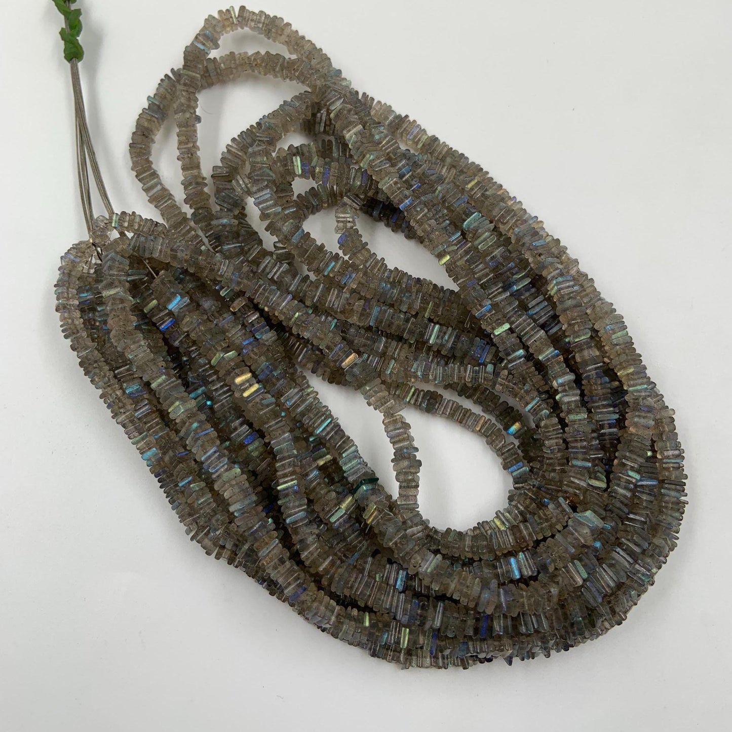 Blue Flash Labradorite Square Beads, Smooth Gemstone, 3–4mm, 18 Inch
