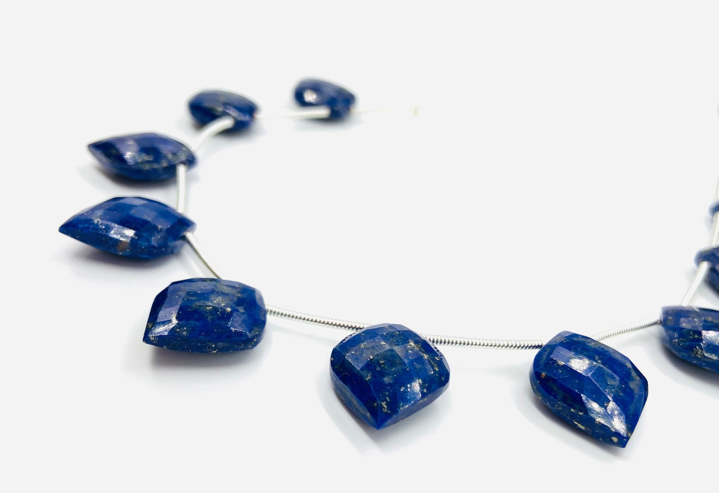 Lapis Lazuli Faceted Fancy Cut Briolettes 10pcs – Carved Side Drill Gemstone Beads