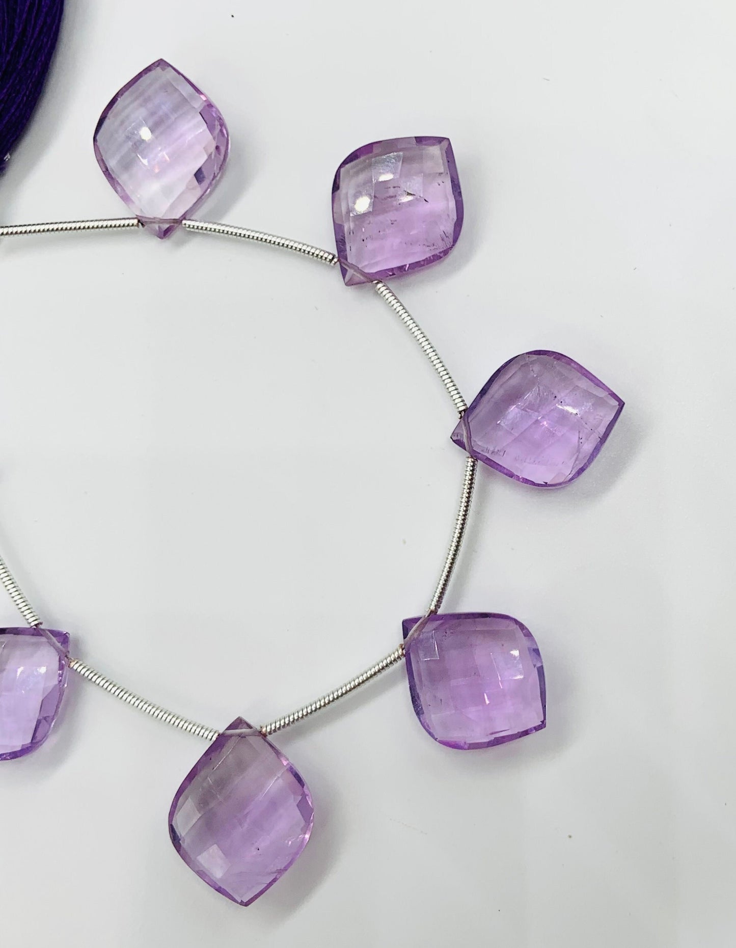 Natural Pink Amethyst Fancy Beads - Side Drill Faceted Gemstone 10 Pcs