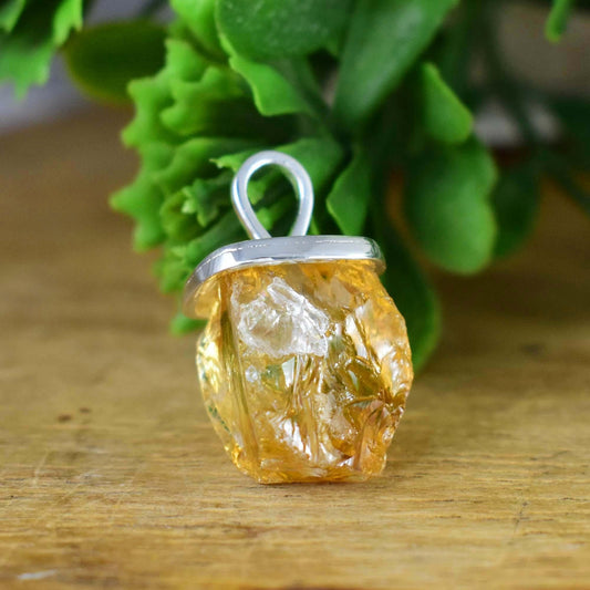 Natural Raw Citrine Pendant, High Quality Stone High Finished Silver jewelry, Chunky necklace, Gift For Her, Raw Birthstone Necklace, P-0005