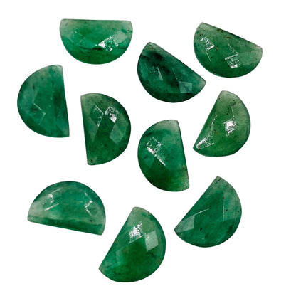 2 Pieces Natural Green Strawberry Faceted Beads , Half Moon D -Shape Gemstone, Natural Gemstone Earring Components, Size 10x16mm, SKU-BBI205