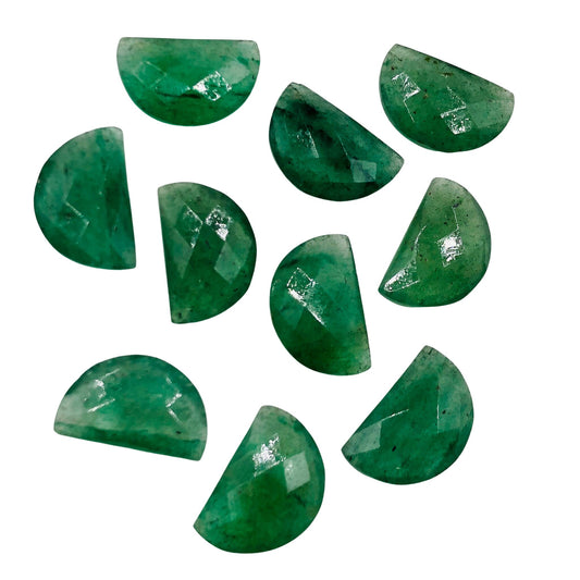 2 Pieces Natural Green Strawberry Faceted Beads , Half Moon D -Shape Gemstone, Natural Gemstone Earring Components, Size 10x16mm, SKU-BBI205