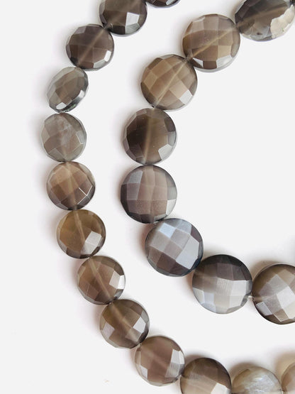 Natural Grey moonstone Faceted round Shape Gemstone Center drill round beads for Jewelry Making Square shape gemstone gift for her Size 10mm