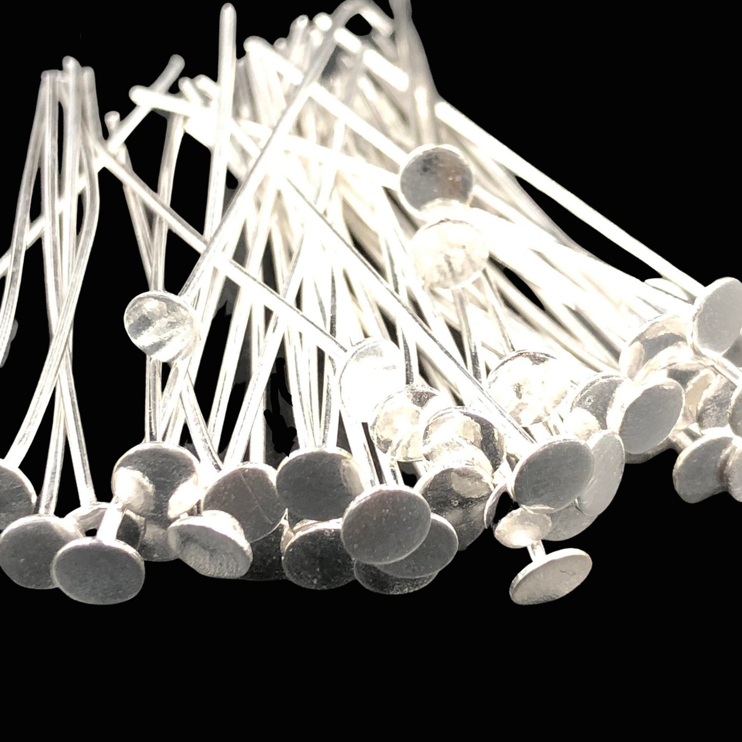 Silver-Plated Round Flat Headpins – 50 PCS 52mm Jewelry Making Findings
