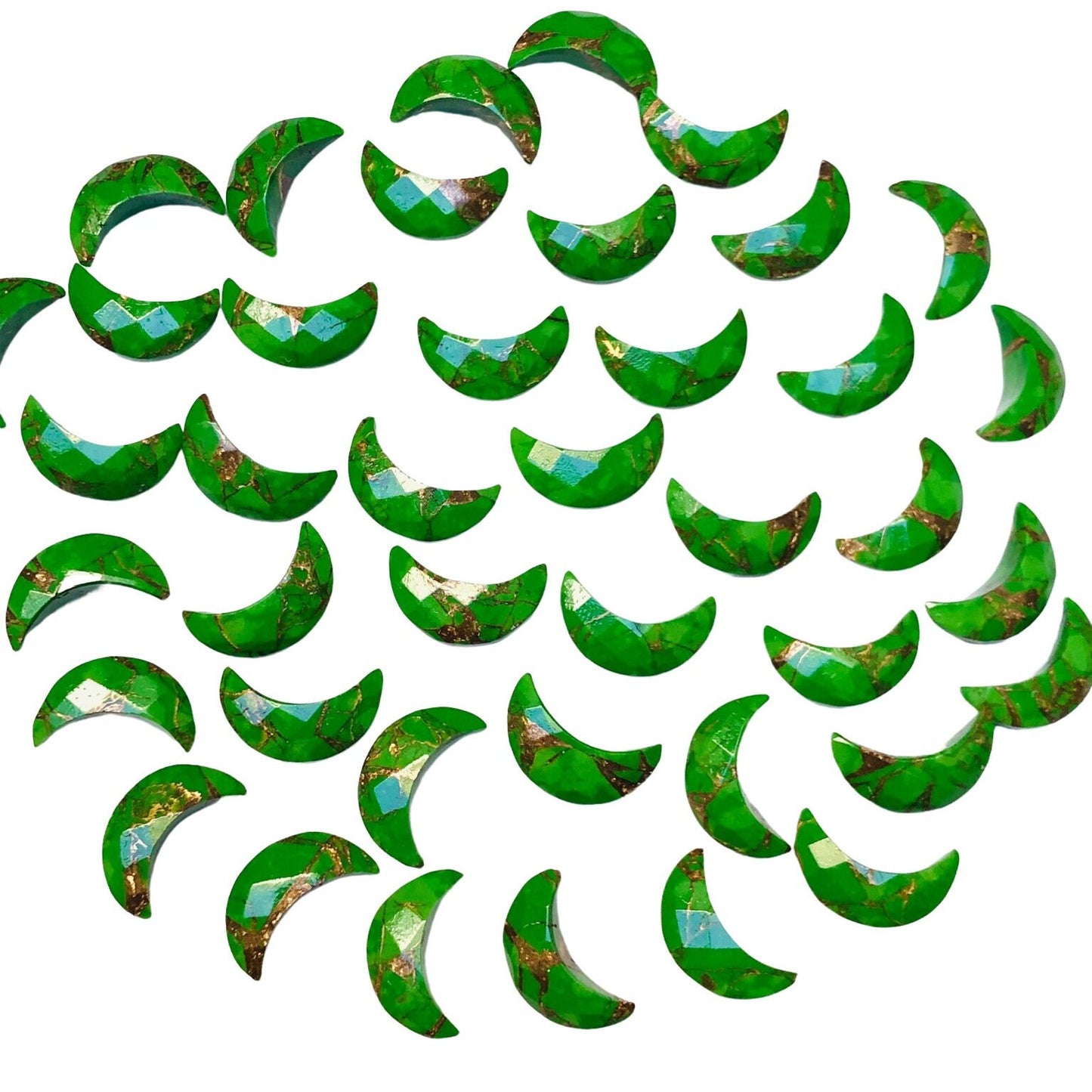 2 Pieces Green Copper Turquoise Faceted Crescent moon shape gemstone, carving gemstone, hand carved Moon shape gemstone, Size 7x16mm