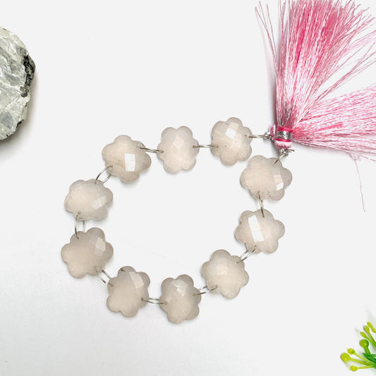 10 Pieces Natural Rose Quartz Faceted Double Drilled Gemstone Beads, Cloud Shape Gemstone, Hand Carved Gemstone Size 14x15x6mm BBI1125