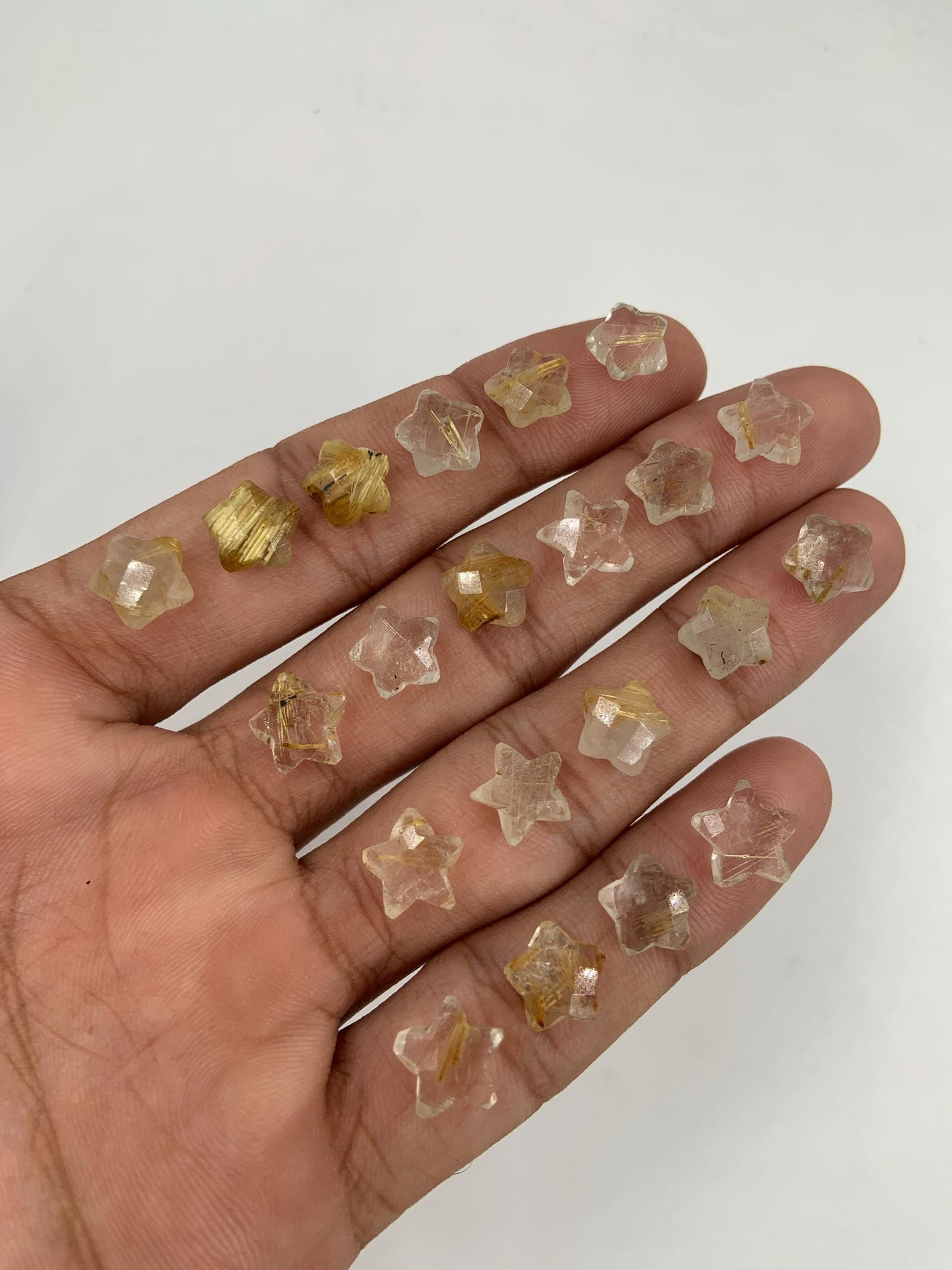 2 Pieces Natural Golden Rutile Hand Carved Star Shape Briolette's, Star Shape Gemstone For Jewelry, Size 10 mm, SKU-BBI104