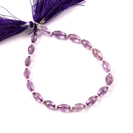 Natural Amethyst Faceted Olive Gemstone Beads 8" Strand