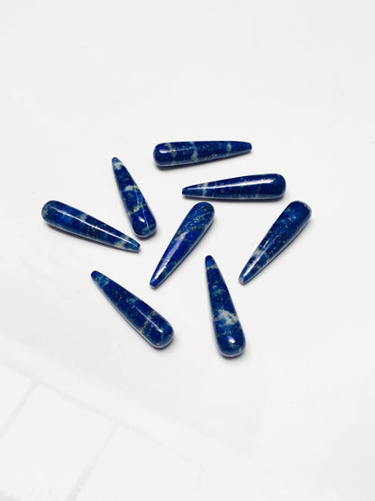 1 Pair Natural Lapis Lazuli Smooth Drop Shape Gemstone, Handmade Matching Pair beads, Matched Drops Pairs for Jewelry Making Size - 7x30mm