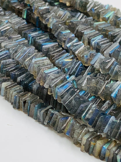 AAA Blue Flash Labradorite Square Beads, Smooth Gemstone Strand, 18 Inch