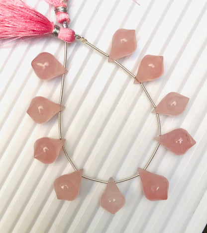 10 Pieces Natural Rose Quartz Trolleite Slanted Smooth Gemstone Beads Size 12x17mm Trolleite for Jewelry Making.