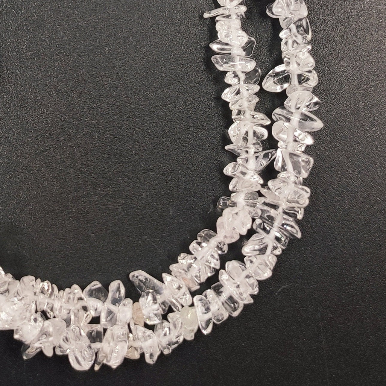 Natural Clear Crystal Quartz Smooth Uncut Chips Raw Gemstone Beads, 34" Inches Strand, White Crystal Uncut For Jewelry,  SKU- BBI704