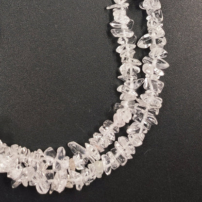 Natural Clear Crystal Quartz Smooth Uncut Chips Raw Gemstone Beads, 34" Inches Strand, White Crystal Uncut For Jewelry,  SKU- BBI704