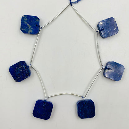 6 Pieces Natural Blue Lapis Lazuli Both side Flat Square Gemstone Size 14x5mm jewelry making Stone Drilled gemstone Gift Of Gemstone Jewelry