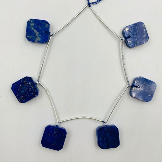 6 Pieces Natural Blue Lapis Lazuli Both side Flat Square Gemstone Size 14x5mm jewelry making Stone Drilled gemstone Gift Of Gemstone Jewelry