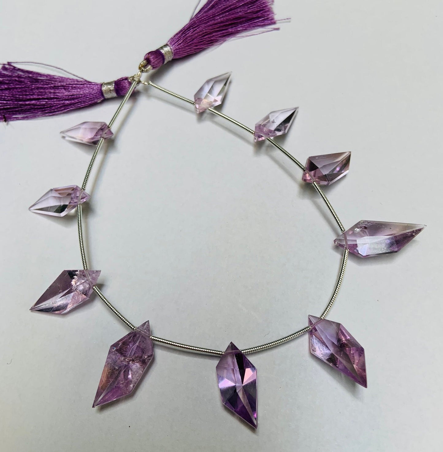 Natural Amethyst & Ametrine Spindle Cut Beads - Faceted Gemstone 10 Pcs