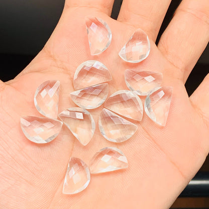 Natural Crystal Quartz Gemstone Beads, Faceted Half Moon "D Shape Beads, Carving Gemstone, Size 11x16 mm, Loose Beads For Jewelry,SKU-BBI375