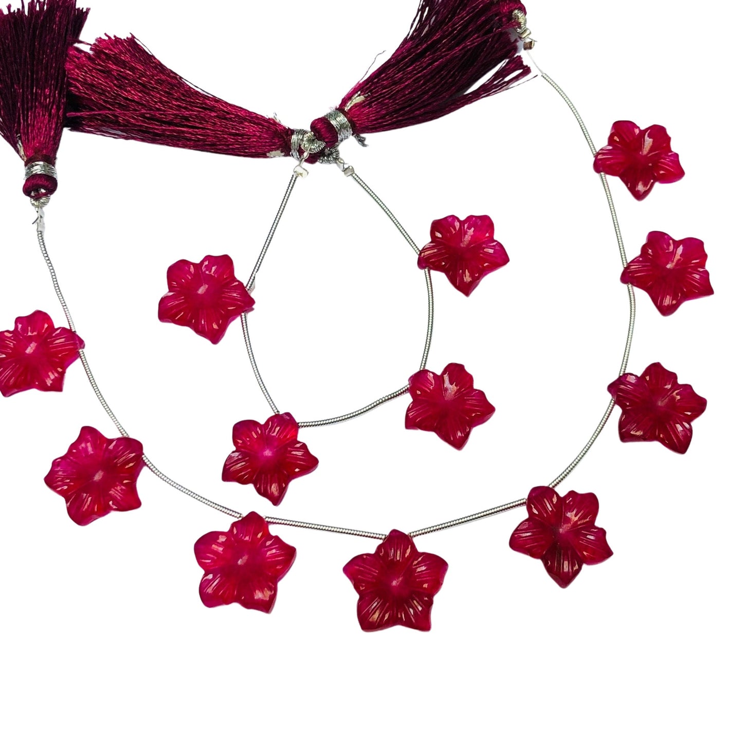 4 Pieces Beautiful Red Wine Quartzite Carved Flower Shape Briolette Side Drill Beads handmade Carved gemstone Size-16X16X4mm