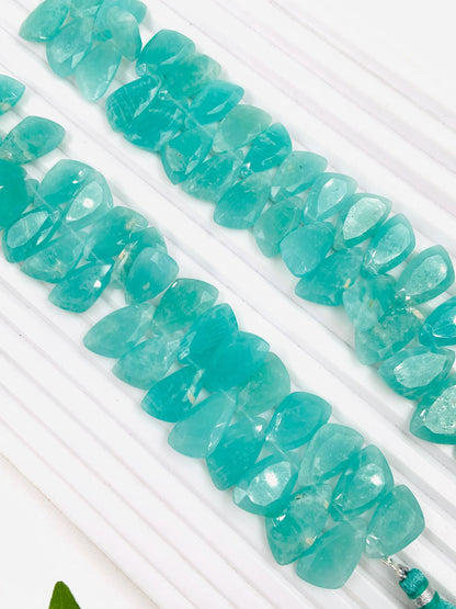 4 Inches Natural Amazonite Sail Crown Cut Gemstone Side drill Beads, Fancy shape Gemstone Briolette, Size 8x16mm to 9x18mm gift for her