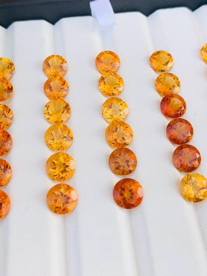 Natural Citrine Faceted Round Shape Cut Stone CALIBRATED Loose Stone Cut Round Jewelry Making Semi Precious Cut stone for ring gift for her