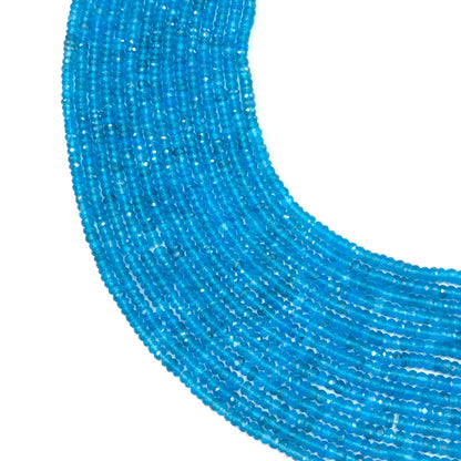 Neon Apatite Gemstone Beads, 3mm-4mm Faceted Rondelle, 13 Inch Strand