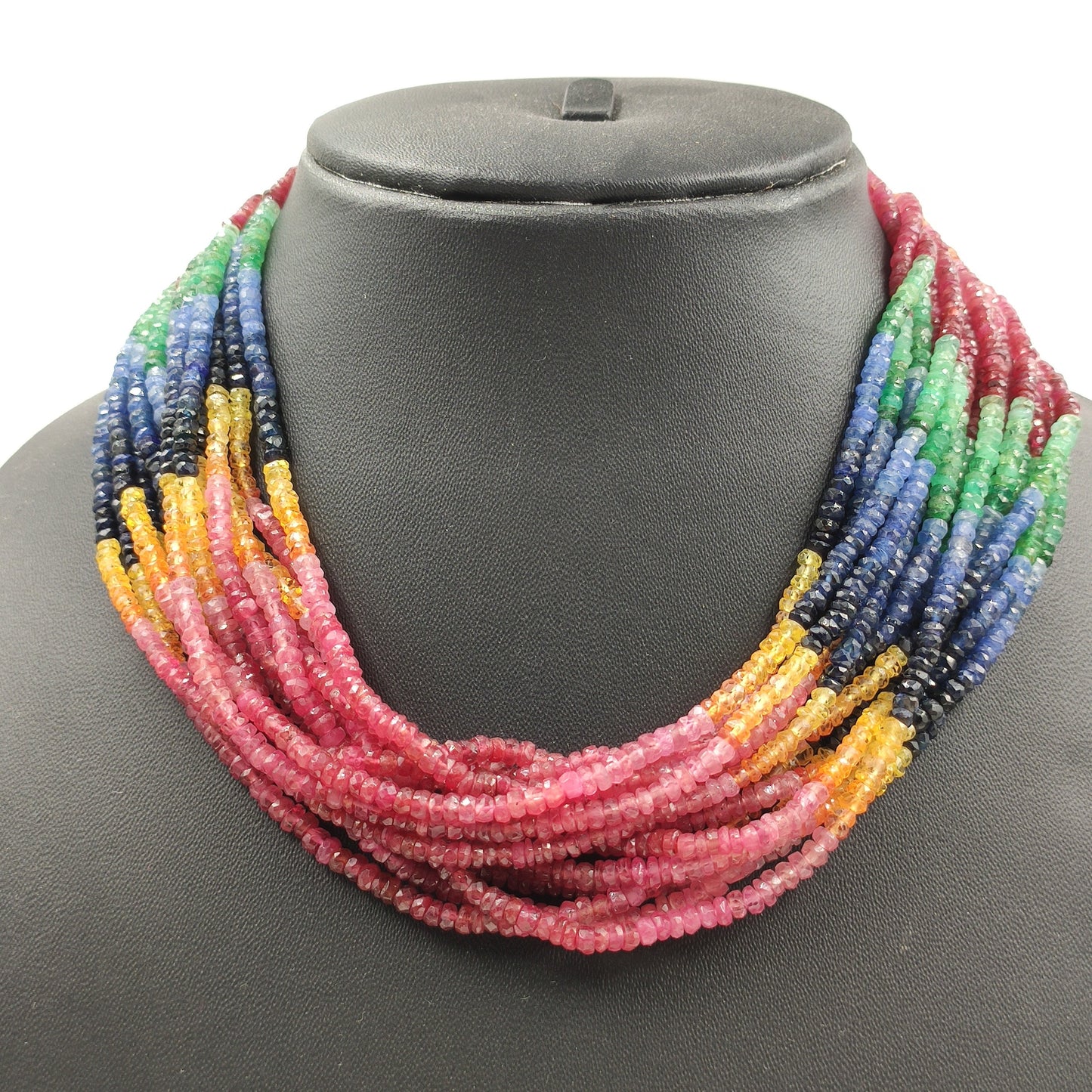 Natural Multi Sapphire Faceted Rondelle Gemstone Beads – AAA, 15” Strand