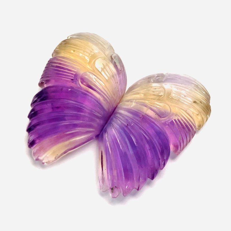 Ametrine Butterfly Wing Beads Pair | Hand Carved Briolette Gemstone | Natural Stone - BeadsBoatInc