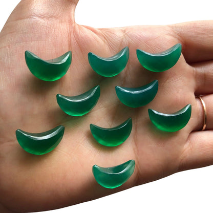 2 Pieces Natural Green Onyx gemstone, Crescent moon shape gemstone, carving gemstone, natural gemstone, moon shape gemstone, size 7x16 mm
