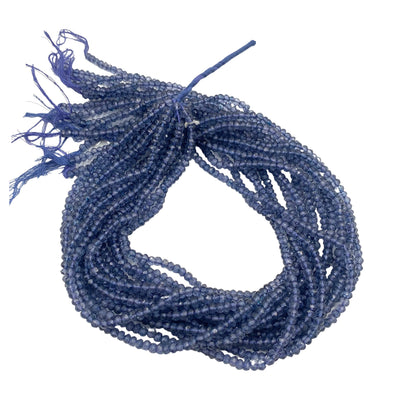 AAA Iolite Faceted Rondelle Beads – 3.5-4mm Gemstones, 13" Strand, Jewelry Supplies