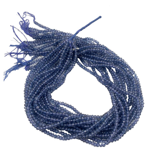 AAA Iolite Faceted Rondelle Beads – 3.5-4mm Gemstones, 13" Strand, Jewelry Supplies