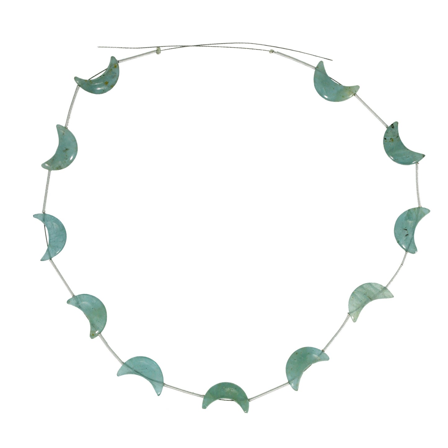 Natural Milky Aquamarine Crescent Moon Gemstone Beads 7x16mm