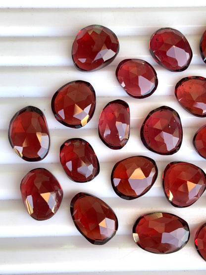 10 Pieces Natural Red Garnet Rose Cut Slices Cabochons Faceted Rose Cut Flat Back Cabochons, Rose Cut Loose Gemstone, Garnet Gemstone Slices