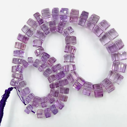 Natural Pink Amethyst Faceted Tyre Beads 15" Strand