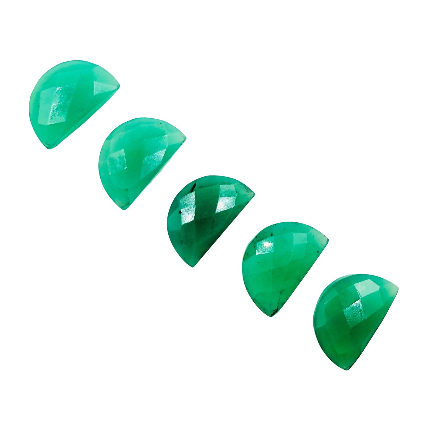 2 Pieces Natural Chrysoprase Chalcedony Faceted D' Shape Gemstone Briolette, Size 10x16mm, Half Moon Shape Gemstone, Making Jewelry, SKU-252