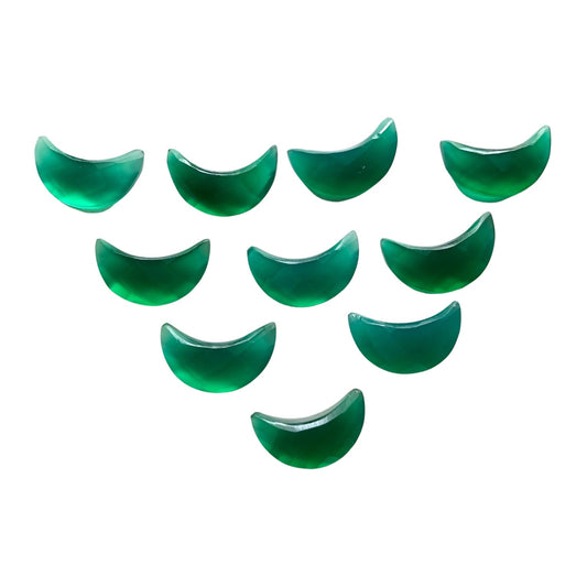 2 Pieces Natural Green Onyx gemstone, Crescent moon shape gemstone, carving gemstone, natural gemstone, moon shape gemstone, size 7x16 mm