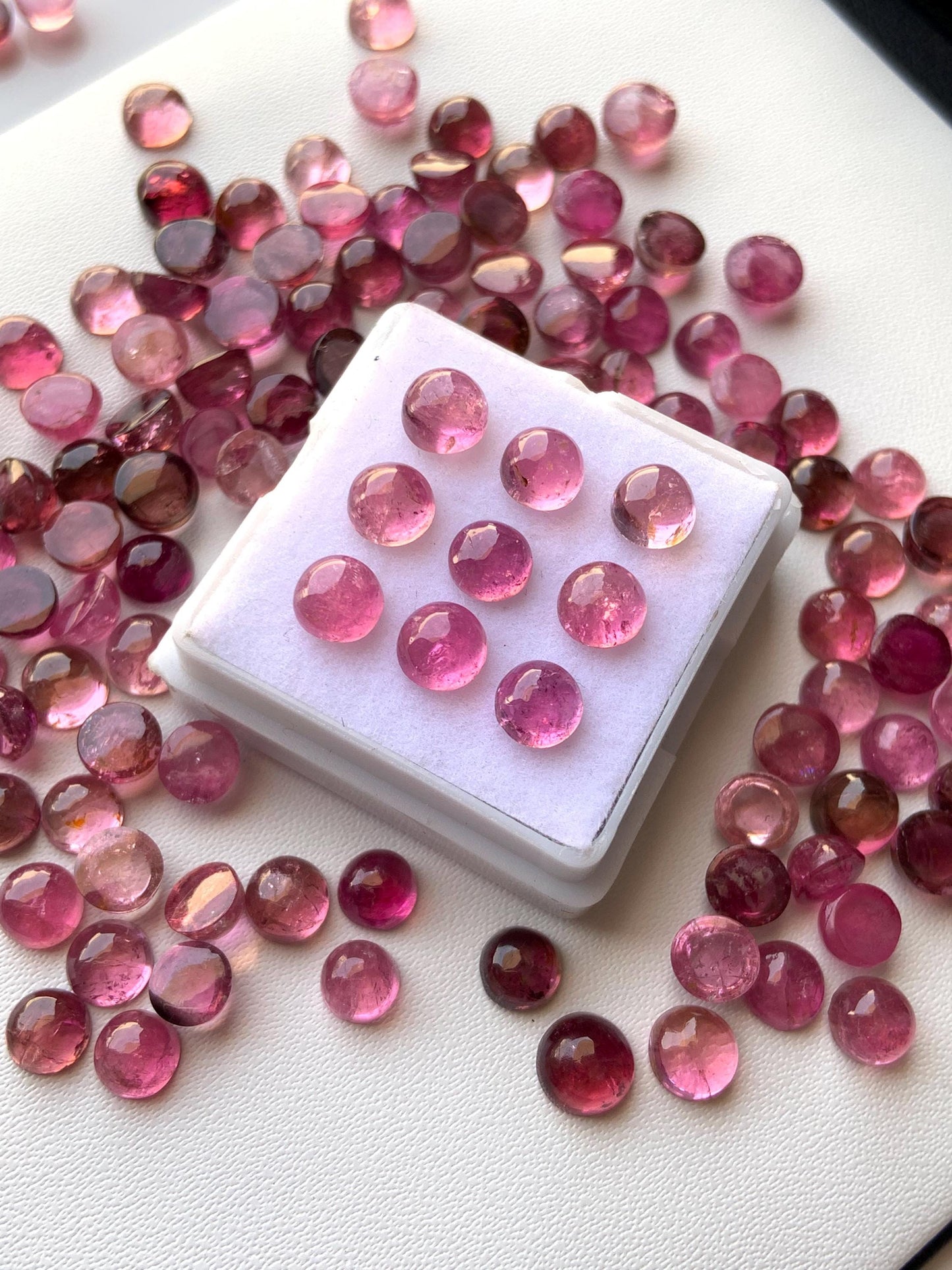 Natural Pink Tourmaline Smooth Round Gemstone Cabochon, CALIBRATED Loose Stone Cab, Round Jewelry Making Cabochons Semi Precious Cabochons